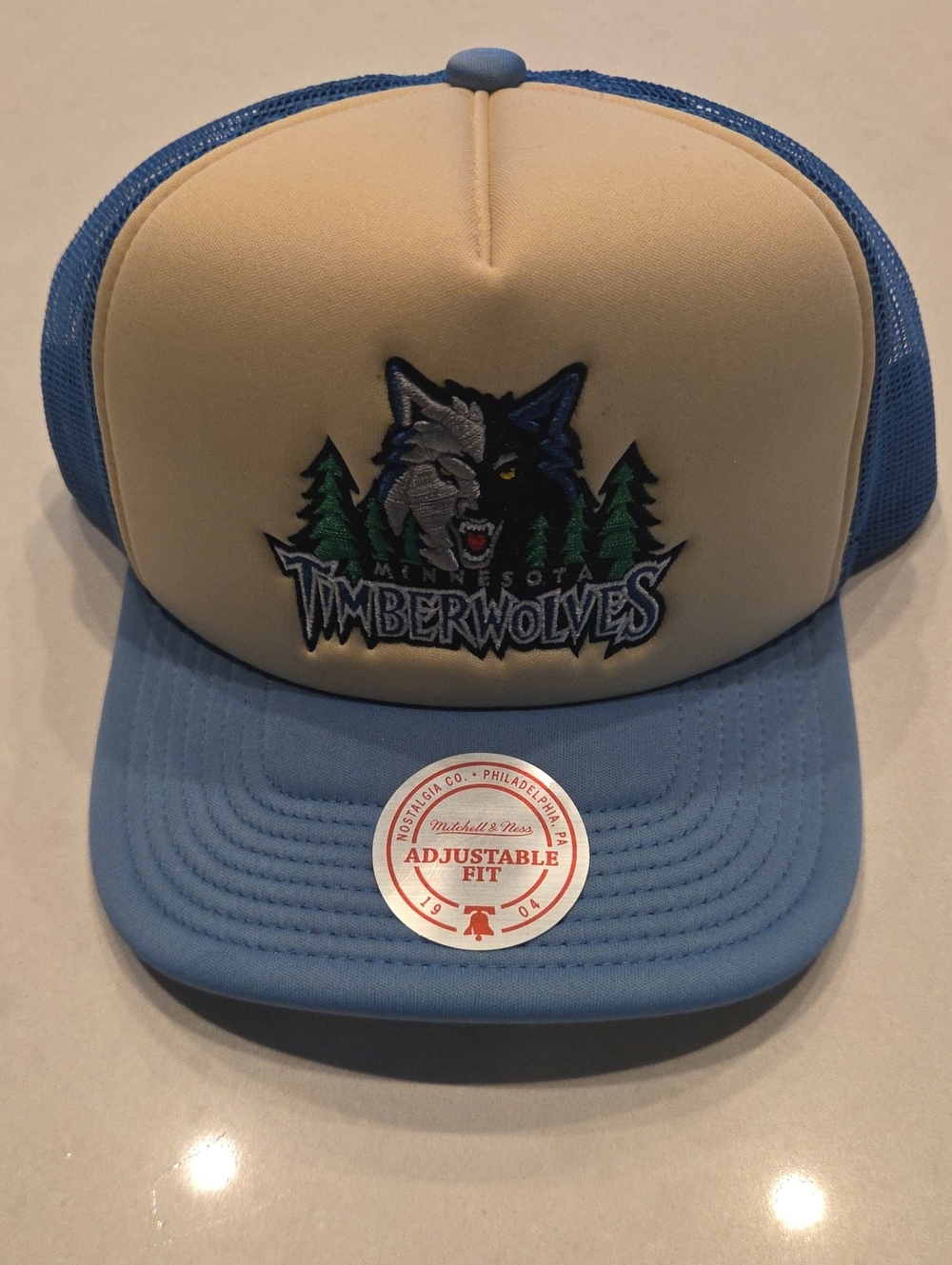 Mitchell & Ness Timberwolves Trucker Hat - Light Blue & Cream